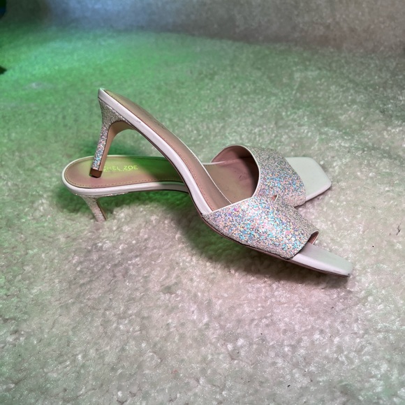 Rachel Zoe Square-Toe Holo-Glitter Strap Heel | White Size 9 - Picture 5 of 8